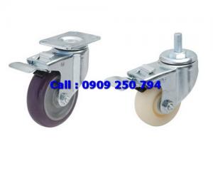 Bánh xe đẩy có khóa Nylon - PU, bánh xe tải trọng (82-122kg/bánh)