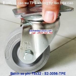 Bánh xe cao su mini phi 75 càng thép tự lựa SP Caster banhxedaycolson.com