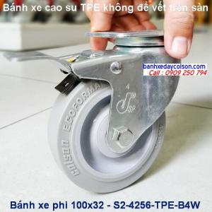 Bánh xe đẩy cao su có khóa Tphcm 4 inch ( 100x32mm ) SP Caster banhxedaycolson.com